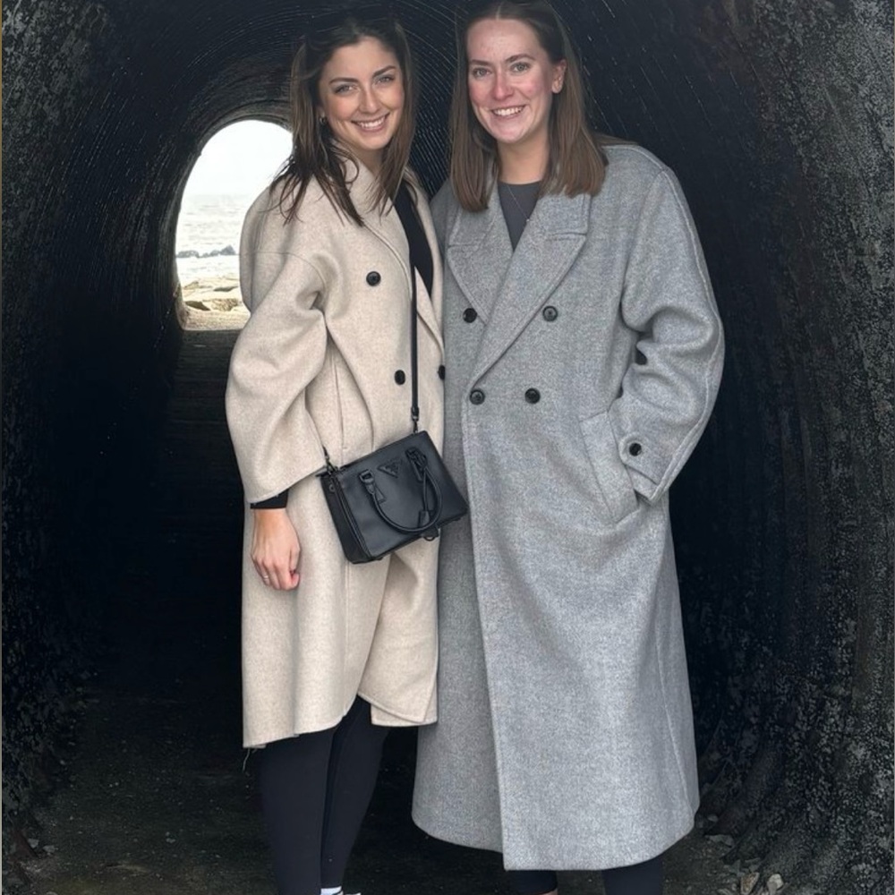 Mango Tan Pea Coat with Classic Timeless Cut